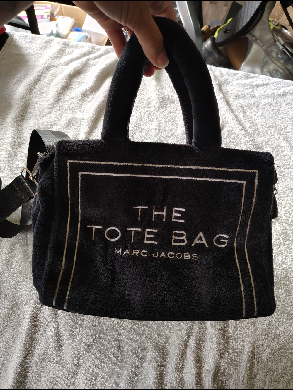 Marc Jacobs Black 'The Tote Bag' Plush Top-Handle Bag With Attachable Strap